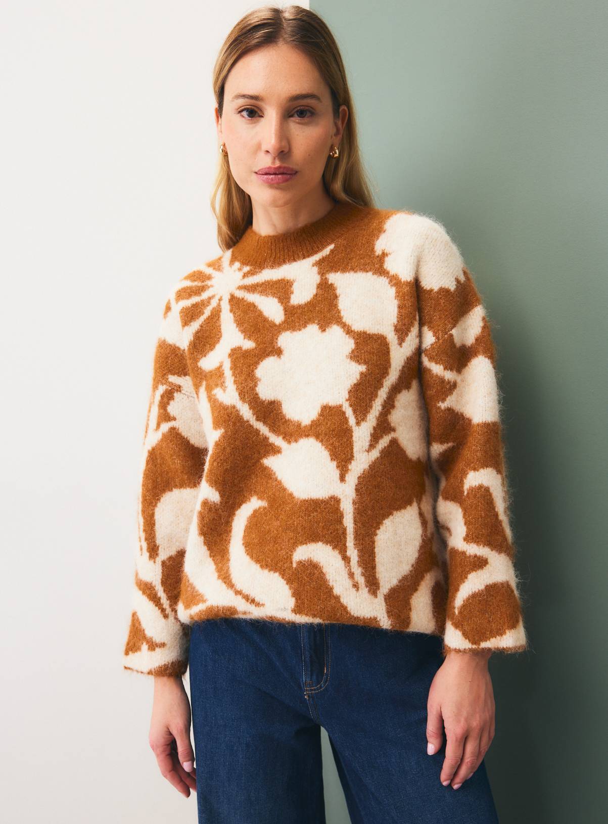 Tu x Morris & Co. Blurred Floral Oversized Jumper XS - Image 1